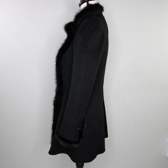 Vintage Gothic style Black Coat wool‎ blend with Mink  fur - Picture 4 of 16